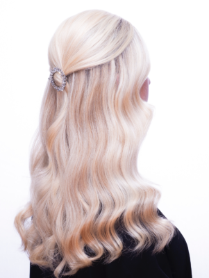 Radiant Blonde Balayage highlight with Icy golden waves